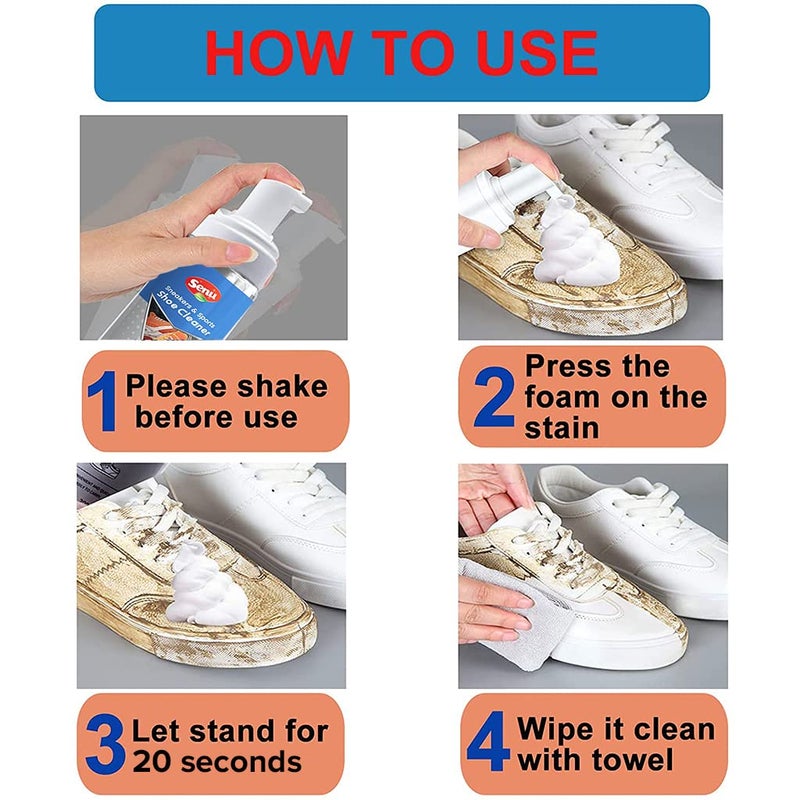 Senu Sneakers & Sports Shoe Cleaner With Brush 150 ml| JUST PUMP & WIPE | ULTIMATE SNEAKER CLEANER | QUICK EASY TO USE | PLEASANT FRAGRANCE | DEODORIZER | - Image 3