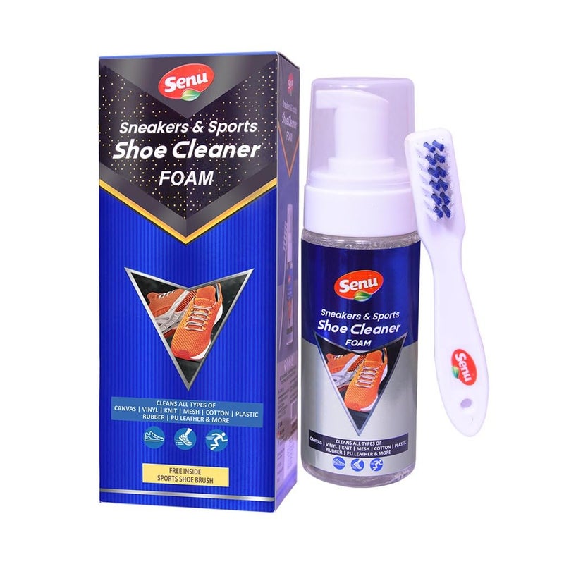 Senu Sneakers & Sports Shoe Cleaner With Brush 150 ml| JUST PUMP & WIPE | ULTIMATE SNEAKER CLEANER | QUICK EASY TO USE | PLEASANT FRAGRANCE | DEODORIZER | - Image 1