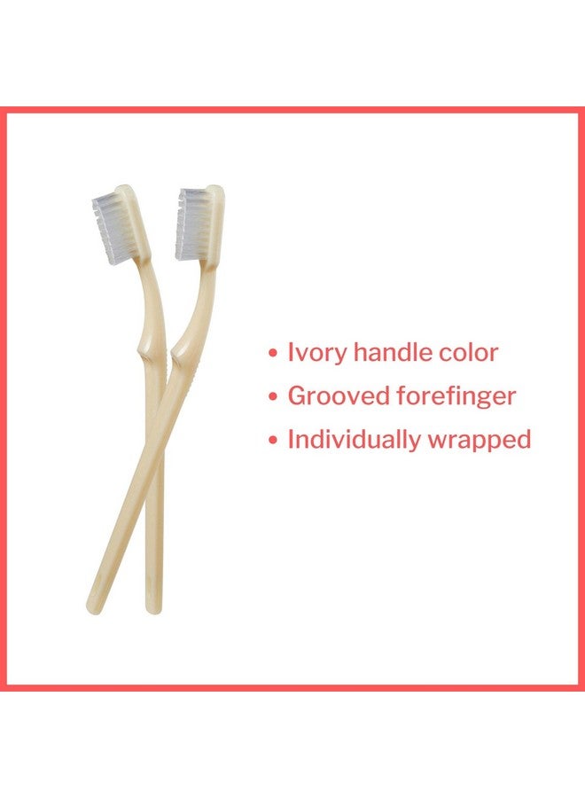 McKesson Toothbrush, Ivory, Medium Bristles, Curved, Individually Wrapped, 144 Count, 1 Pack - Image 2