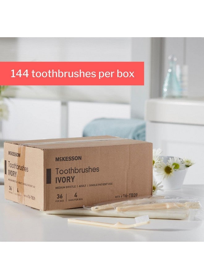 McKesson Toothbrush, Ivory, Medium Bristles, Curved, Individually Wrapped, 144 Count, 1 Pack - Image 5