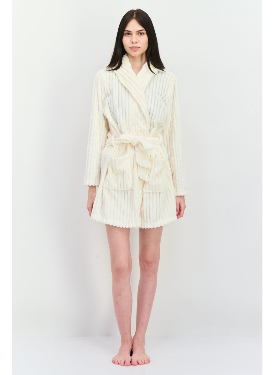Tahari Women Textured Belted Robe, Ivory  - Image 4