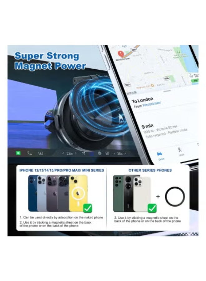 JAJEEK Magnetic Vacuum Suction Car Phone Holder Mount C1 (Black) – 360° Rotating Universal Smartphone Mount with Powerful Suction Cup for Car Dashboard, Windshield, Bathroom, Kitchen, Gym Mirror & Smooth Surfaces – iPhone & Android Compatible – Sleek Black Finish - Image 4