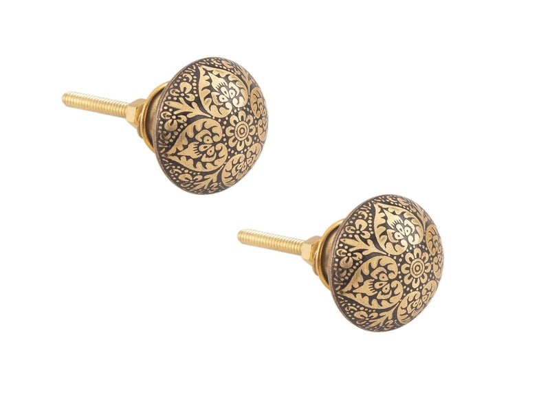 ATOM Atom 145 inches Brass Knob for Cabinet Drawer or Door Dresser Wardrobe Kitchen Knob Kids Pulls Handles for Furniture BKBEETALBG Pack of 2  - Image 1
