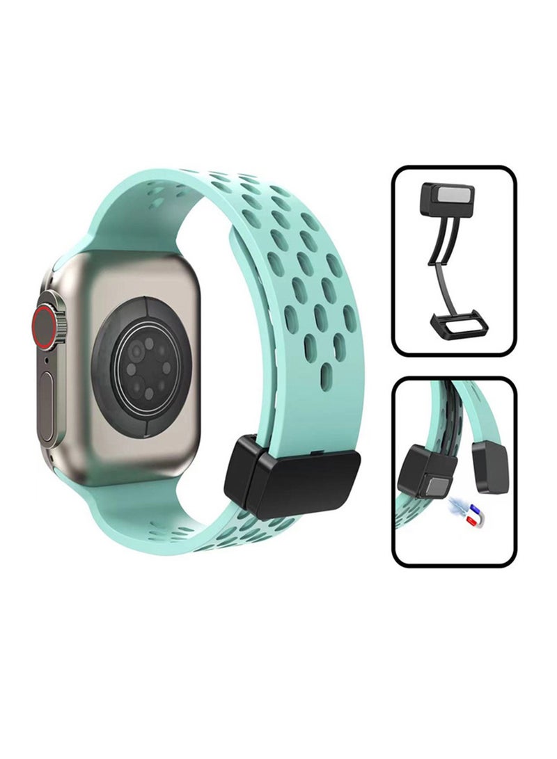 2 Pack Magnetic Buckle Silicone Bands Compatible With Apple Watch 42mm 44mm 45mm 49mm Series 9/8/7/SE/6/5/4/3/2/1 IWatch Ultra/Ultra 2/Strap Adjustable Wristbands Hole design Silicone Strap - Image 4