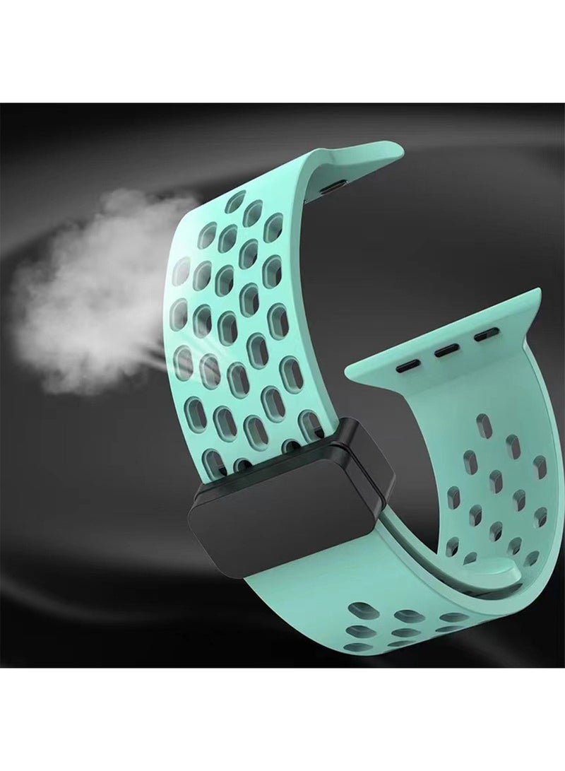 2 Pack Magnetic Buckle Silicone Bands Compatible With Apple Watch 42mm 44mm 45mm 49mm Series 9/8/7/SE/6/5/4/3/2/1 IWatch Ultra/Ultra 2/Strap Adjustable Wristbands Hole design Silicone Strap - Image 2