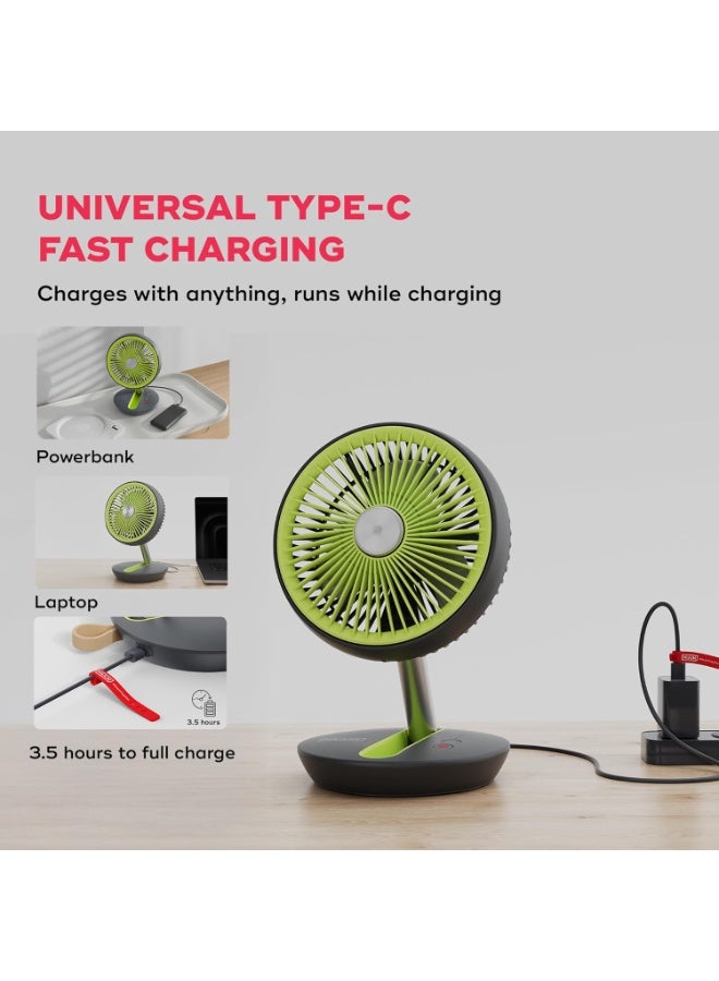 NUUK Folde V2 Personal Rechargeable Fan For Travel|Folds 180° & Fits In Any Bag|Cordless,7-Inch|16 Hr Run Time,4 Wind Speeds|Super Silent BLDC Motor|For Hiking,Picnics,Beach,Camping - Image 2