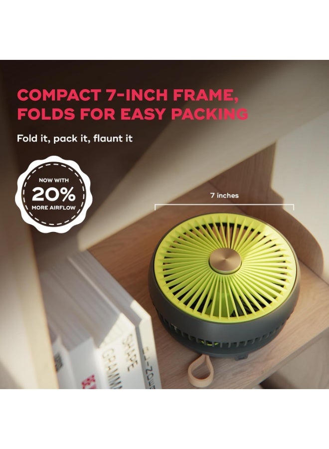 NUUK Folde V2 Personal Rechargeable Fan For Travel|Folds 180° & Fits In Any Bag|Cordless,7-Inch|16 Hr Run Time,4 Wind Speeds|Super Silent BLDC Motor|For Hiking,Picnics,Beach,Camping - Image 4