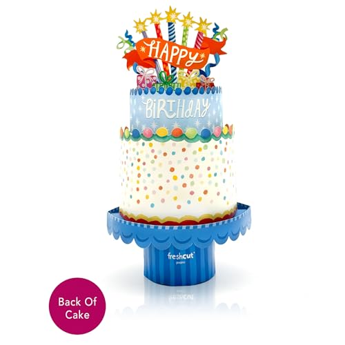 Freshcut Paper Pop Up Cards, Confetti Birthday Cake, 12 Inch Life Sized Tiered Cake, 3D Popup Greeting Cards, Birthday Card, Thank You Card, Blank Notecard & Envelope - Image 5