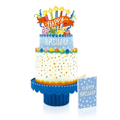 Freshcut Paper Pop Up Cards, Confetti Birthday Cake, 12 Inch Life Sized Tiered Cake, 3D Popup Greeting Cards, Birthday Card, Thank You Card, Blank Notecard & Envelope - Image 4
