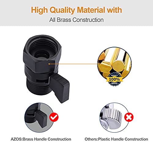 AZOS Black Double Outlet Manifold with Brass Shut Off Valves, Bathroom Two Fixed Shower Head Manifold - Can Connect 2-Showerheads - All Brass Adapter, Double Enjoyment - Image 4