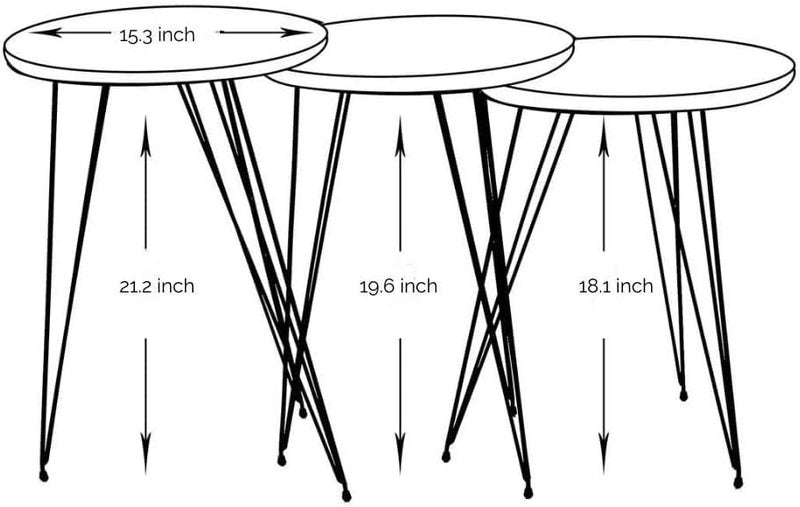 PAK HOME Set of 3 Nesting End Tables Round Wood Stacking Coffee Side Accent Sofa Table with Metal Legs for Living Room, Home Office, Nightstands for Bedroom (Grey Marble/Gold Legs) - Image 2