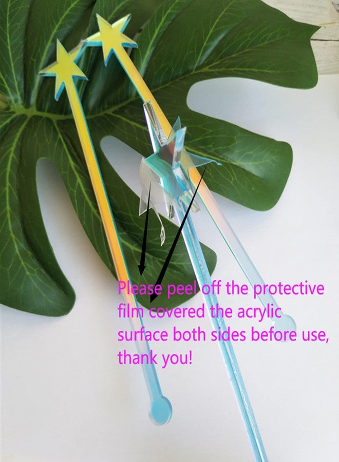 XIAOYUE 20PCS Star Drink Stirrers, Acrylic Cocktail Stirrers, Drink Stirrers, Laser Cut Wedding Decor Drink Stirrers Swizzle Sticks (Rainbow) - Image 2