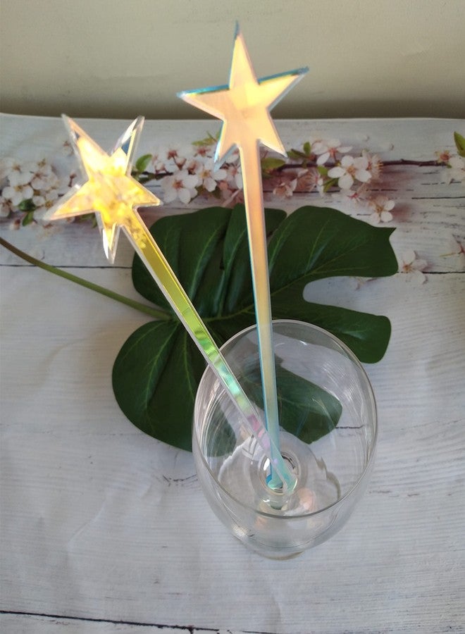 XIAOYUE 20PCS Star Drink Stirrers, Acrylic Cocktail Stirrers, Drink Stirrers, Laser Cut Wedding Decor Drink Stirrers Swizzle Sticks (Rainbow) - Image 3