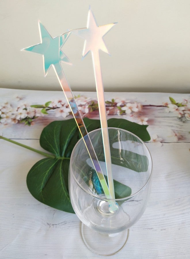 XIAOYUE 20PCS Star Drink Stirrers, Acrylic Cocktail Stirrers, Drink Stirrers, Laser Cut Wedding Decor Drink Stirrers Swizzle Sticks (Rainbow) - Image 4
