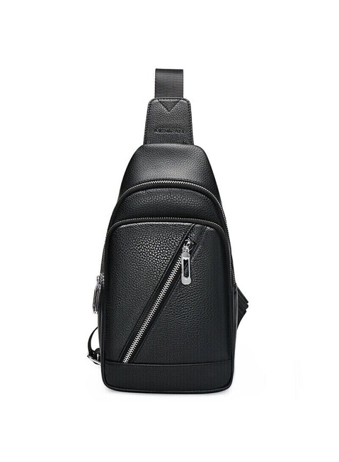 Scarecrow Men's Single-shoulder Crossbody Genuine Top-grain Leather Chest Bag, Commuter Casual Hanging Bag, Business Fashion Travel Lightweight Large Capacity - Image 4