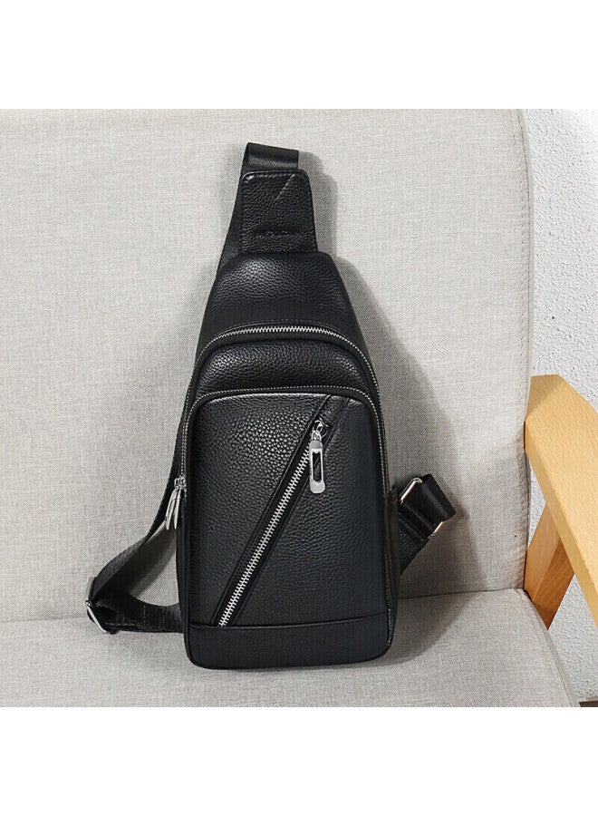 Scarecrow Men's Single-shoulder Crossbody Genuine Top-grain Leather Chest Bag, Commuter Casual Hanging Bag, Business Fashion Travel Lightweight Large Capacity - Image 5