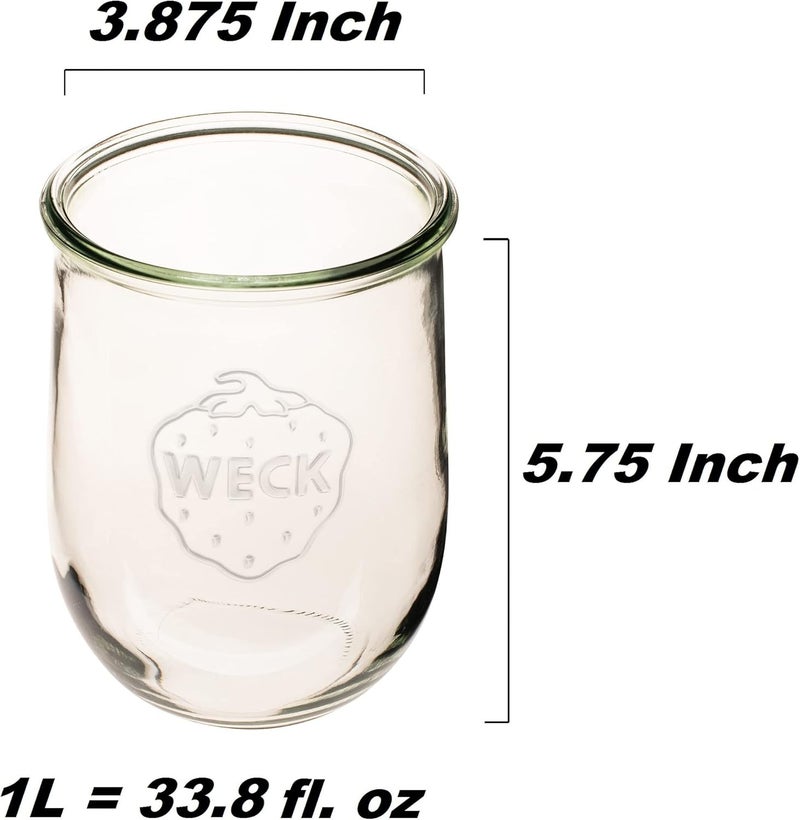 Weck Tulip Jar - Sour Dough Starter Jars for Sourdough - 1 x 745 Large Clear Jar with Wide Mouth - 1 Liter Includes Glass Lid, rubber seal and steel clips - Image 2