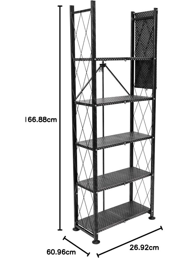 Origami RB-OTM-BLA Bookshelf, Stamped Shelving, Black - Image 2