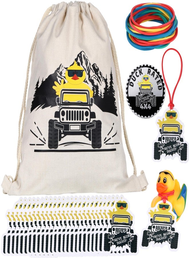 YAROMO Ducking Drawstring Duck Bag with Duck Rated Car Emblem Duck Ducking Tags Rubber Bands - Great Gift for Jeep SUV Wrangler Vehicles Trucks RV- 15.7" x 11.8" - Image 1