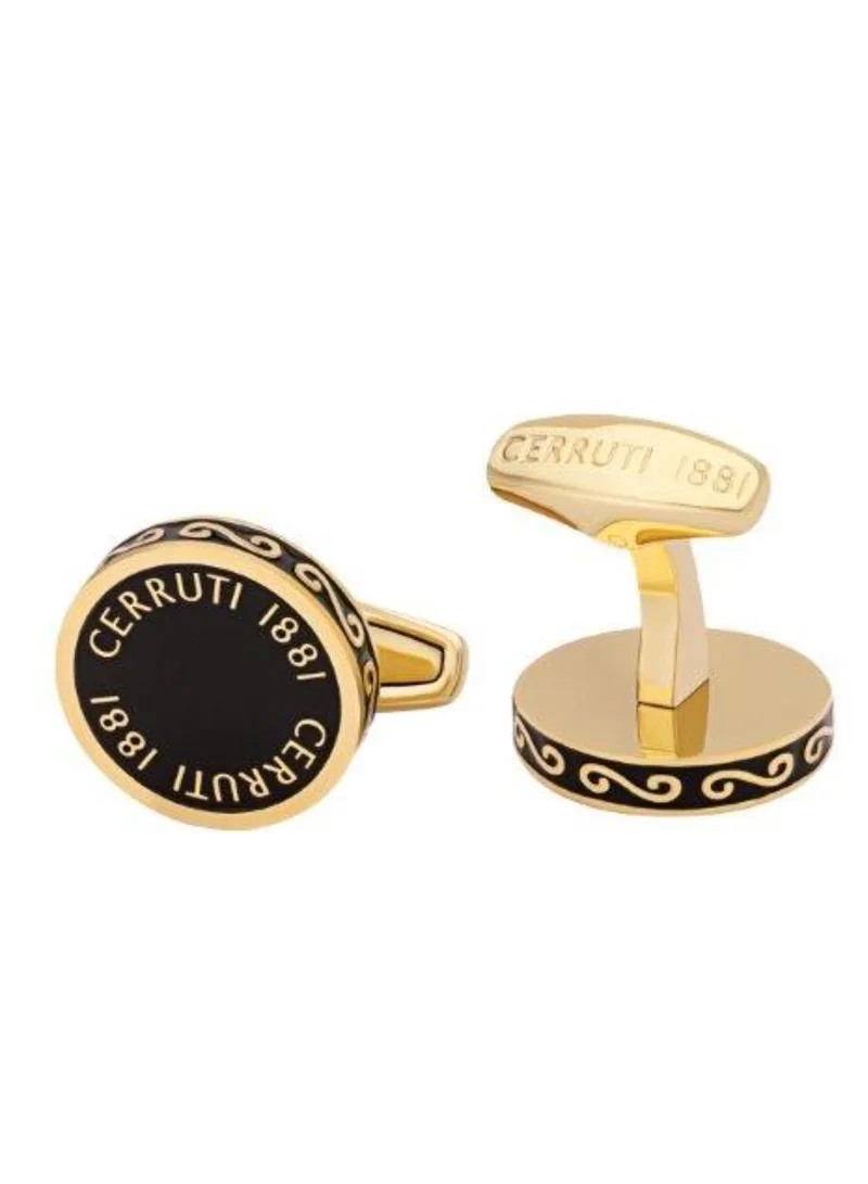 CERRUTI 1881 Gold Plated Stainless Steel Logo Cufflinks for Men