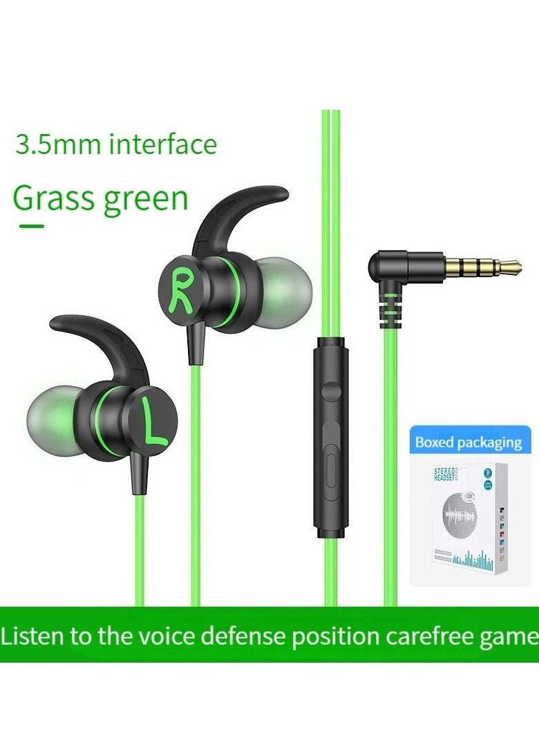 M MIAOYAN E-sports gaming headset in-ear wired 3.5mm interface elbow high-quality call headset (green)  - Image 1