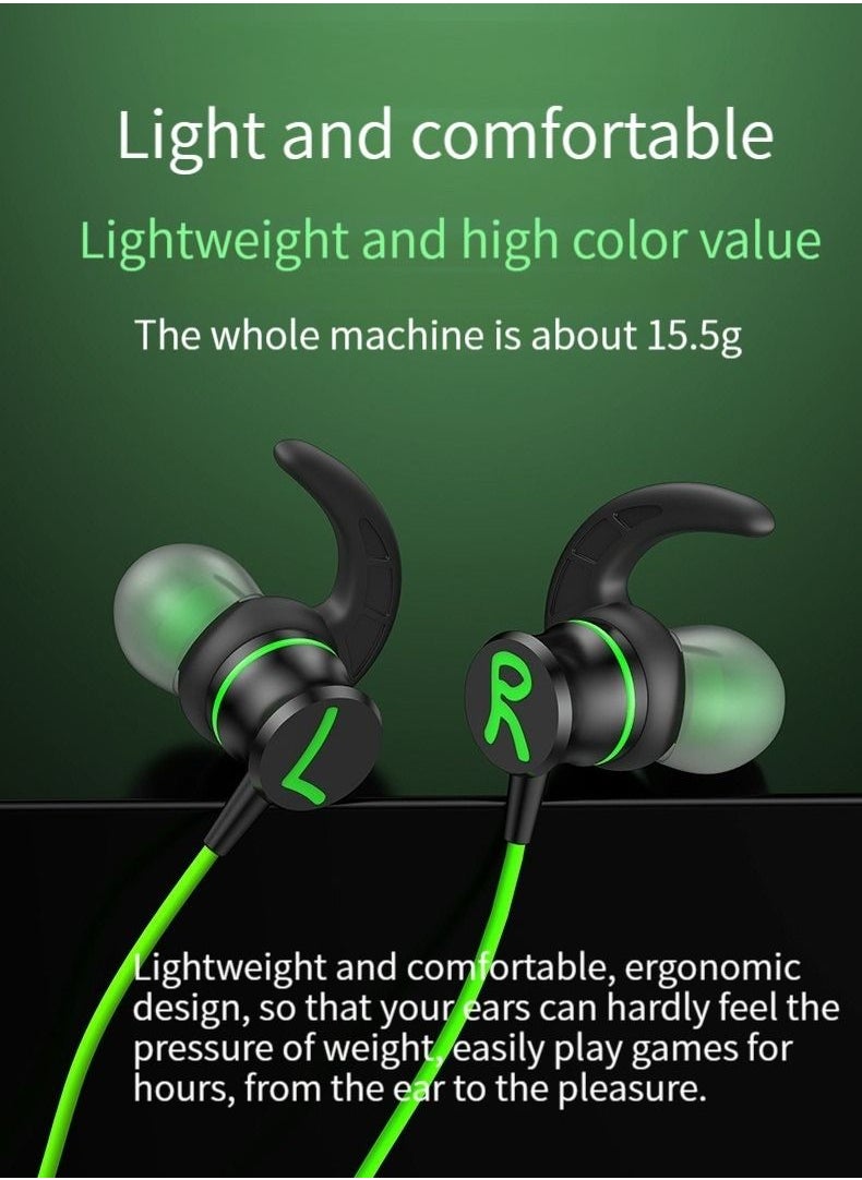 M MIAOYAN E-sports gaming headset in-ear wired 3.5mm interface elbow high-quality call headset (green)  - Image 3