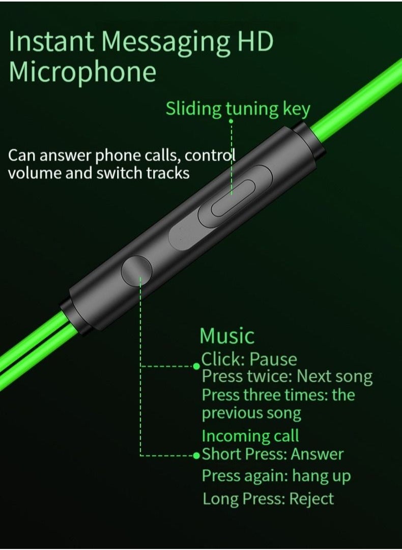 M MIAOYAN E-sports gaming headset in-ear wired 3.5mm interface elbow high-quality call headset (green)  - Image 5