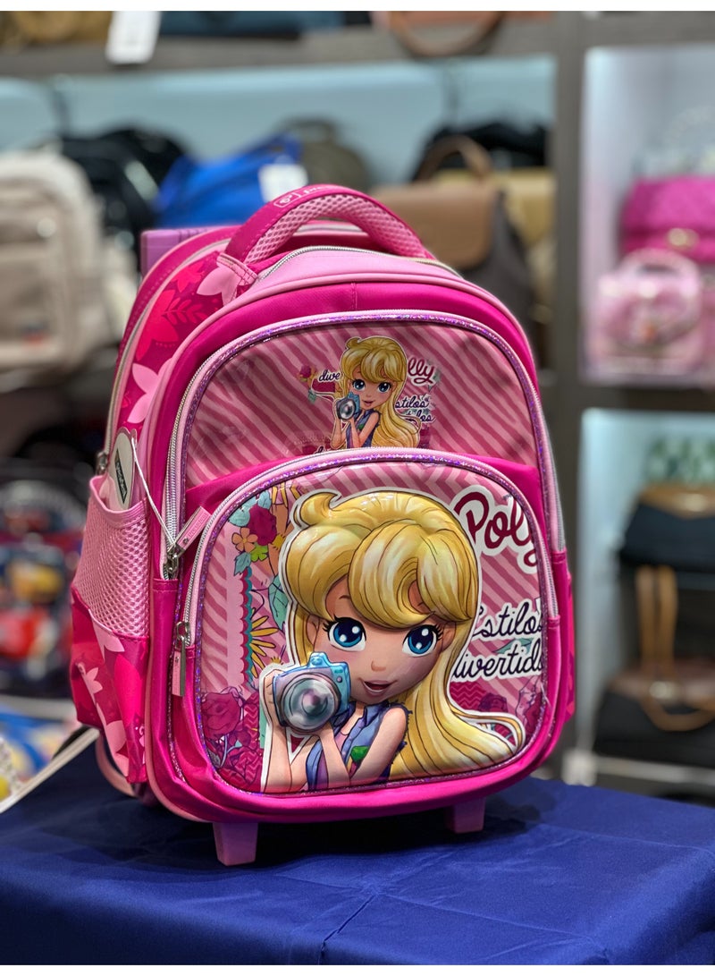 President President Rolling Backpack for Girls, anime/cartoon character design instead Graphic, Wheeled School Bag with Adjustable Handle - Image 3