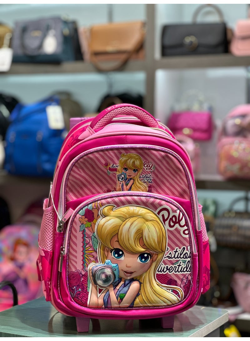 President President Rolling Backpack for Girls, anime/cartoon character design instead Graphic, Wheeled School Bag with Adjustable Handle - Image 2