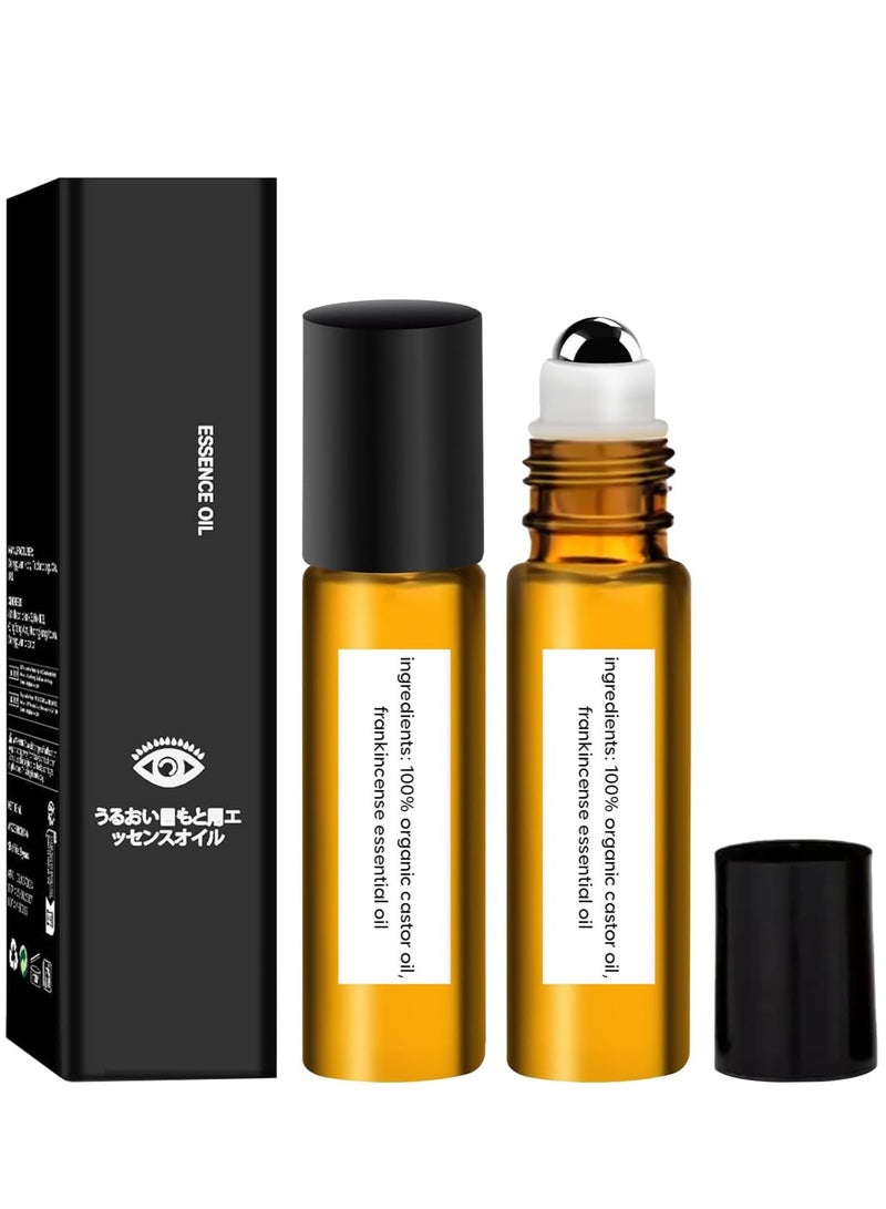 Oil 2 Pcs Time Eraser Roller Ball Castor Oil, Castor Oil Frankincense Rollerball, Time Eraser Rollerball Castor Oil for Eyes, Bags Under Eyes - Image 1