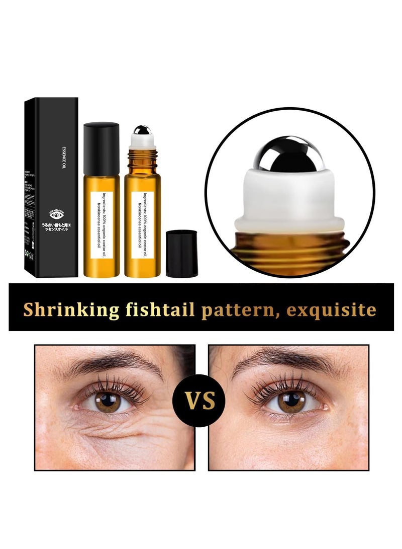 Oil 2 Pcs Time Eraser Roller Ball Castor Oil, Castor Oil Frankincense Rollerball, Time Eraser Rollerball Castor Oil for Eyes, Bags Under Eyes - Image 2
