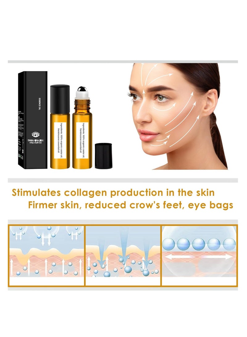 Oil 2 Pcs Time Eraser Roller Ball Castor Oil, Castor Oil Frankincense Rollerball, Time Eraser Rollerball Castor Oil for Eyes, Bags Under Eyes - Image 4