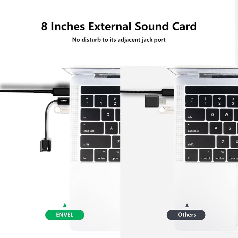 ENVEL USB to 3.5mm Audio Adapter, External Stereo Sound Card - Image 3