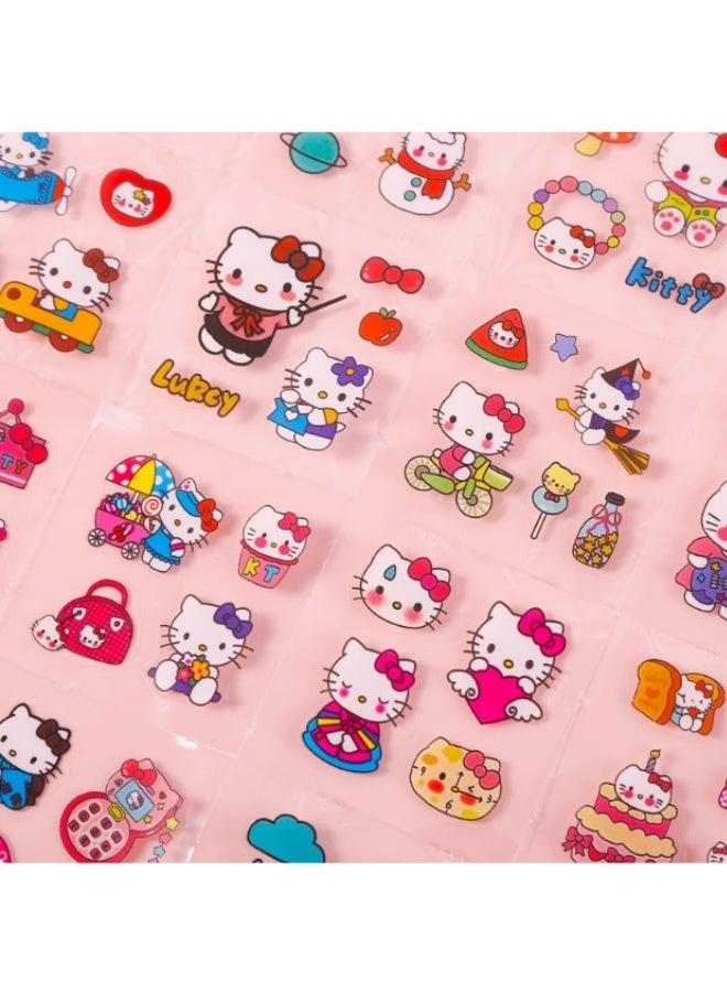 Hello Kitty 100 Sheets Sanrio Hello Kitty Stickers Kit, Vinyl Cartoon Aesthetic Decorative Sticker Set, Ideal for Scrapbooking, Journaling, Laptops, and Room Decoration - Image 4