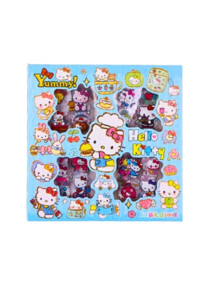 Hello Kitty 100 Sheets Sanrio Hello Kitty Stickers Kit, Vinyl Cartoon Aesthetic Decorative Sticker Set, Ideal for Scrapbooking, Journaling, Laptops, and Room Decoration - Image 2