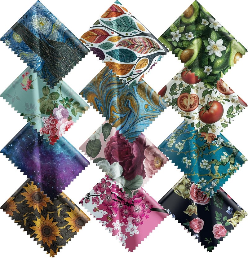 PG6 Pattern Printed Soft Microfiber Cleaning Cloths 12 Pieces for Eyeglasses (Pattern Randomly Sent), Camera Kens, Cell Phones, CD, DVD, Computers, Tablets, Laptops, Telescope, LCD Screens - Image 1