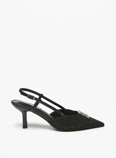 ايل Women's Logo Detail D'Orsay with Buckle Closure and Stiletto Heels