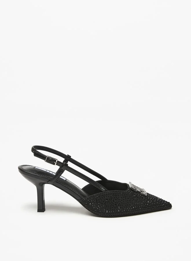 ايل Women's Logo Detail D'Orsay with Buckle Closure and Stiletto Heels