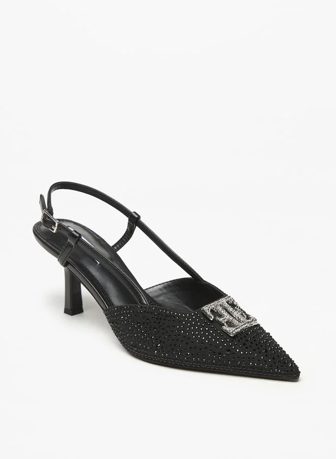 ايل Women's Logo Detail D'Orsay with Buckle Closure and Stiletto Heels
