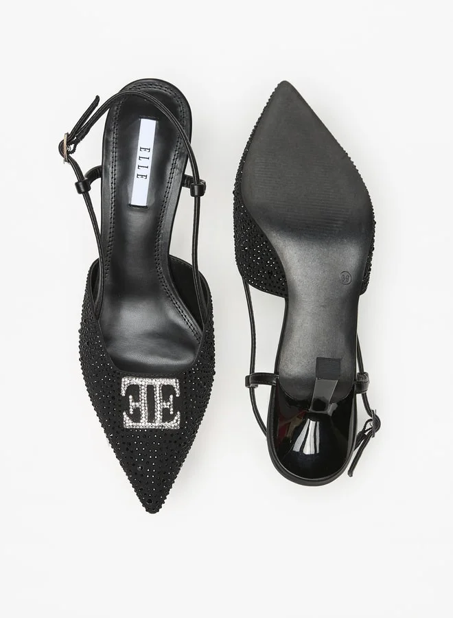 ايل Women's Logo Detail D'Orsay with Buckle Closure and Stiletto Heels