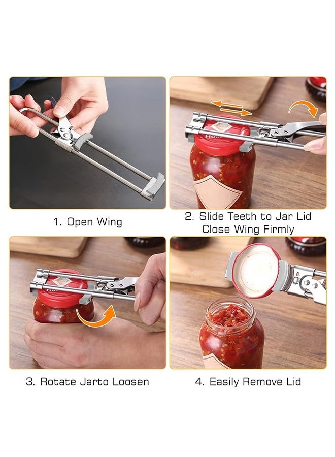 HY Adjustable Jar & Bottle Opener, Multifunctional Stainless Steel Can Opener Jar Lid Gripper, Manual,Kitchen Accessories - Image 3