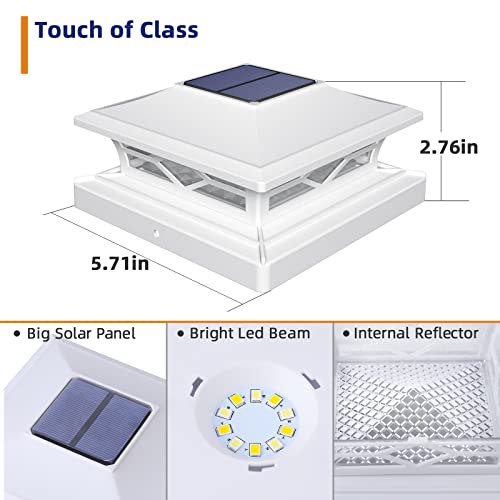 APONUO 4x4 Solar Post Cap Lights, 6 Pack 2-Modes Bright 5x5 Vinyl Fence Post Caps Solar Lights Auto On Off, Outdoor Waterproof Garden Patio Fence Deck Patio Decor for 4x4 5x5 6x6 Wood & Vinyl Posts - Image 4
