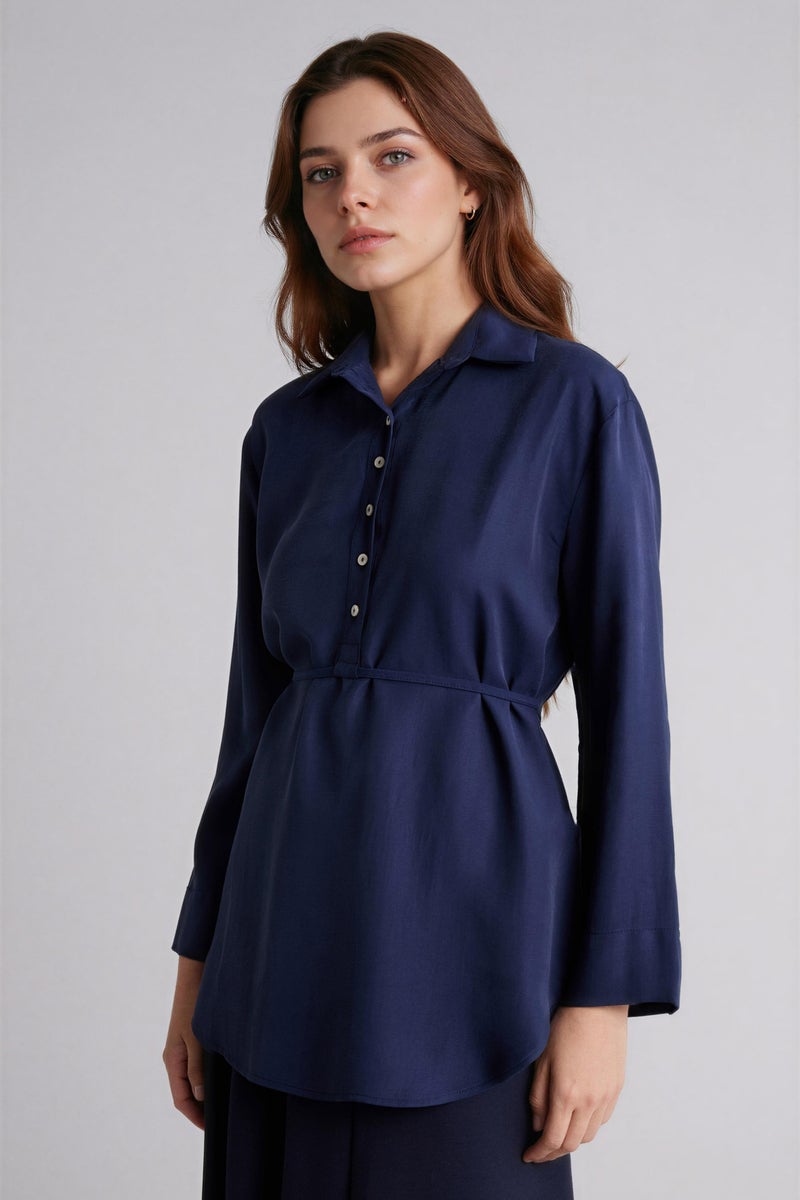 DeFacto Blue Woman Regular Fit modal Long Sleeve Tunic Casual - Image 3