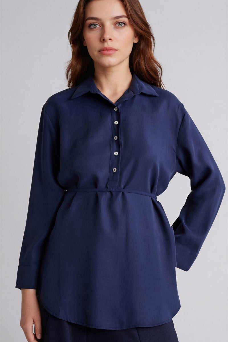 DeFacto Blue Woman Regular Fit modal Long Sleeve Tunic Casual - Image 1