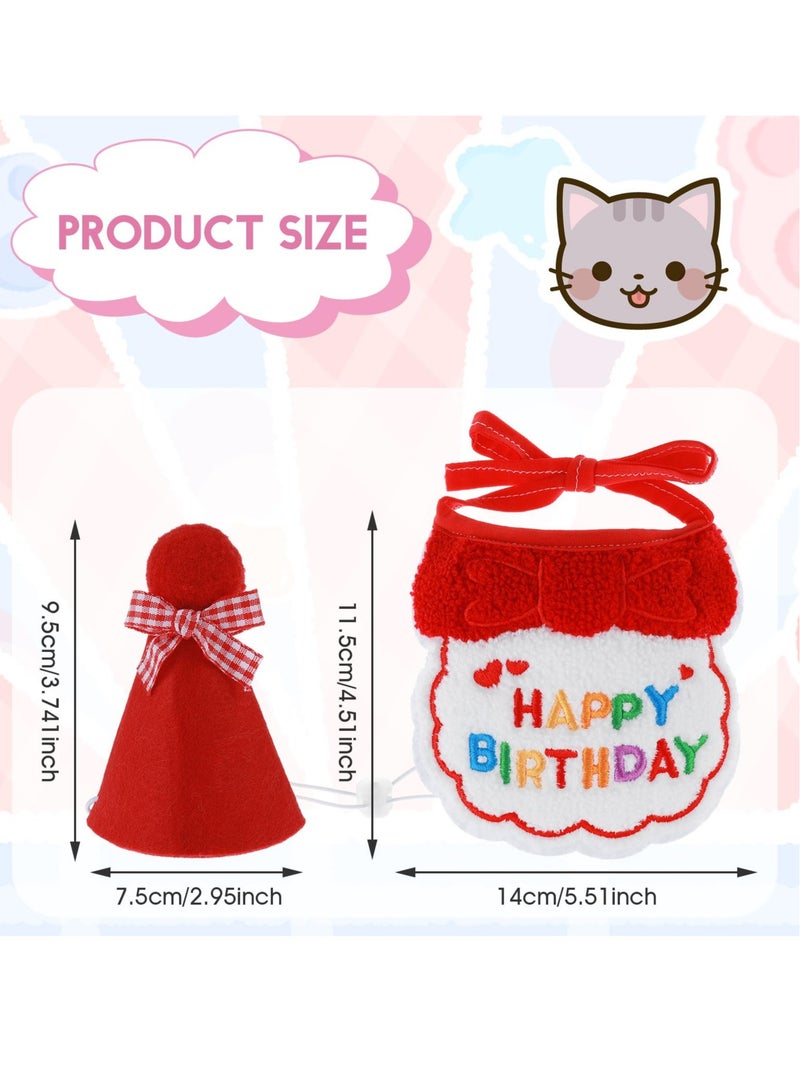 KASTWAVE 2 PCS Pet Dog Cat Birthday Hat Scarf Set, Pet Costumes Headwear Accessories, Pet Birthday Party Supplies,Suitable for Girls Boys Pet Cat Dog (Red) - Image 3