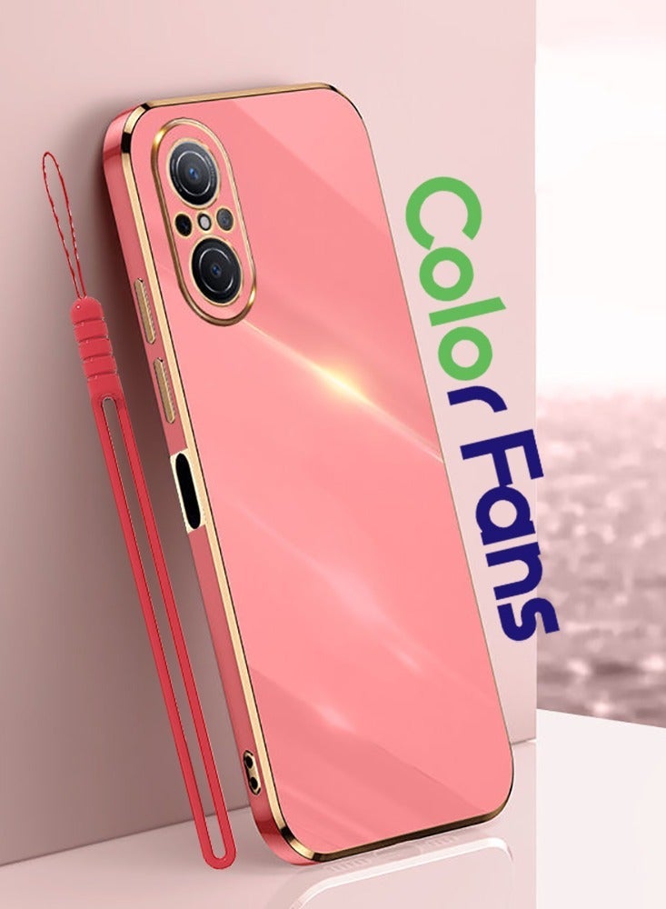 Color Fans Mobile Phone Case for HUAWEI Nova 9 SE Electroplated Protective Case Gold-Red - Image 1