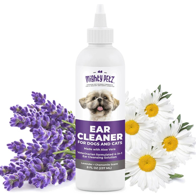 Mighty Petz Dog Ear Cleaner â€“ Pet Ear Wash to Support Itchy, Infection Prone Ears, Yeast and Wax. Advanced & Gentle Otic Cleaning Solution. Ear Drops for Dogs and Cats - 8 oz - Image 1