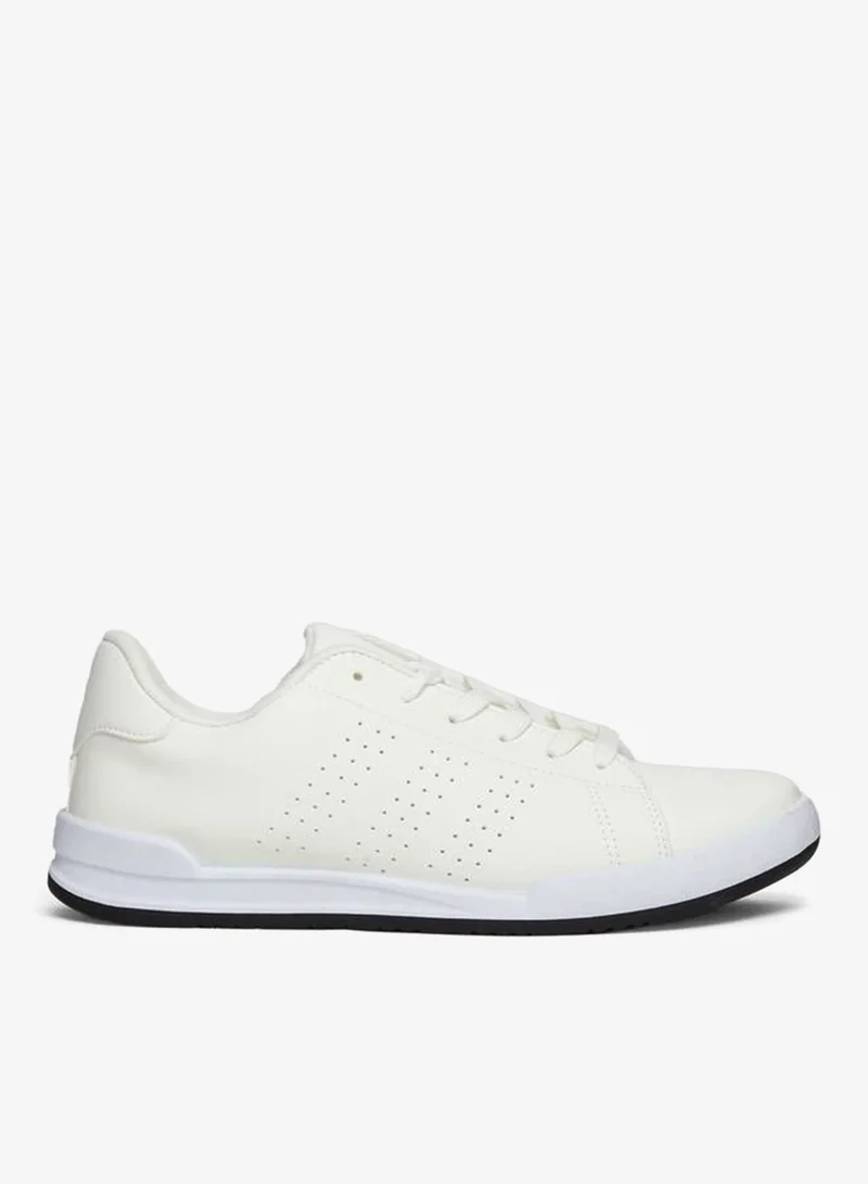 Styli Men Off White Perforated Sneakers