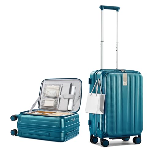 Hanke 20 Inch Expandable Carry On Luggage Airline Approved Top Opening Hard Shell Suitcases with Wheels Lightweight Travel Luggage Carry On Suitcase for Woman Men-Caribbean Blue - Image 1
