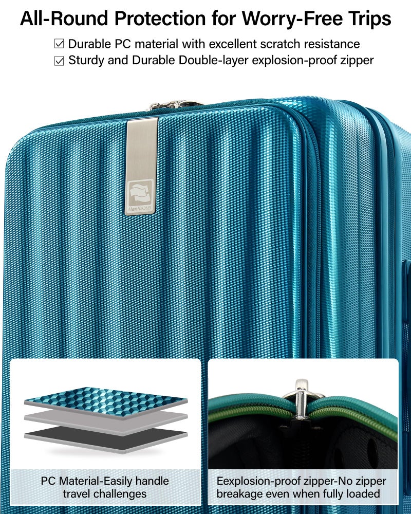 Hanke 20 Inch Expandable Carry On Luggage Airline Approved Top Opening Hard Shell Suitcases with Wheels Lightweight Travel Luggage Carry On Suitcase for Woman Men-Caribbean Blue - Image 5